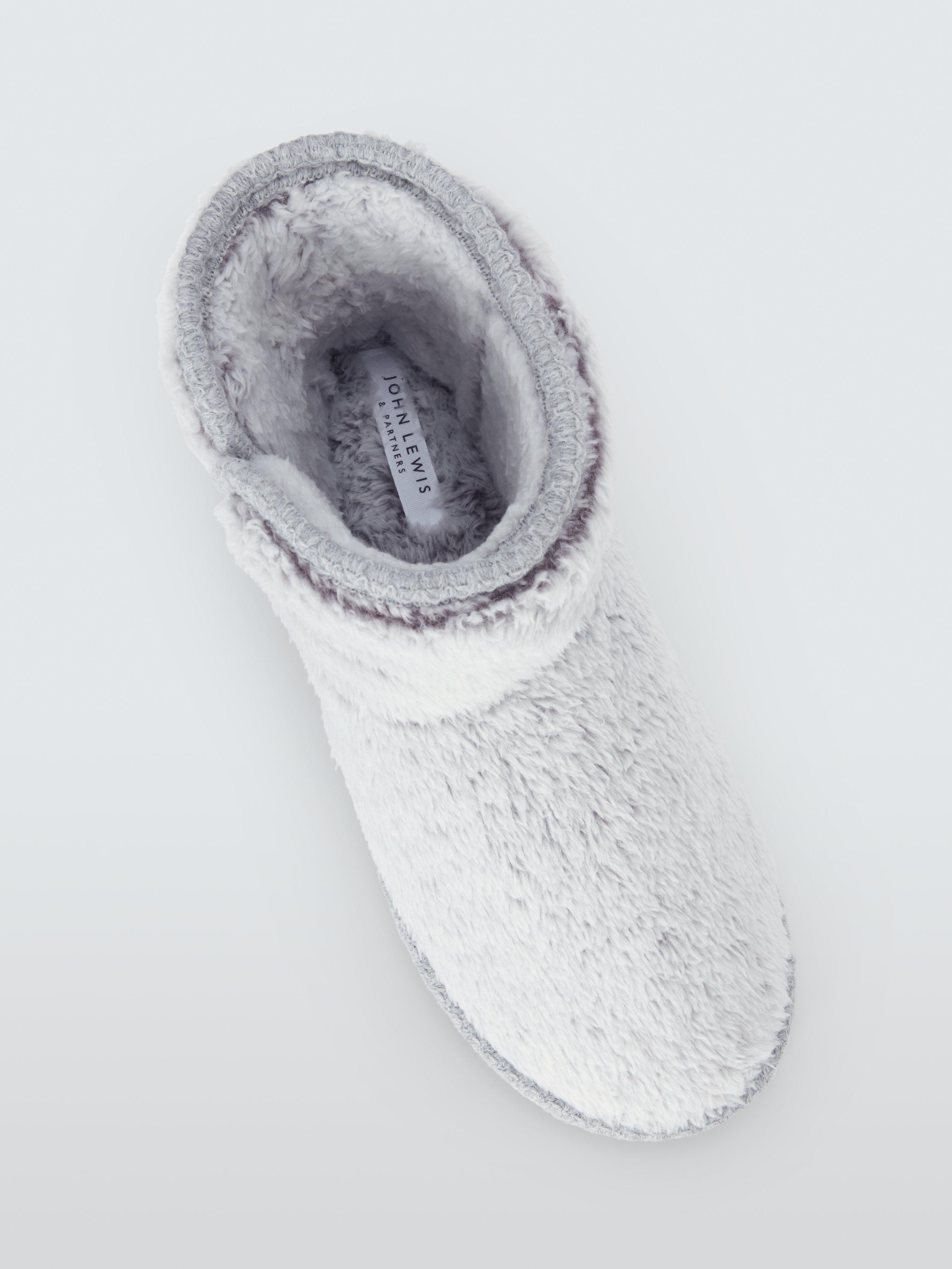 Product image 5 of 5, which shows John Lewis High Pile Fleece Slipper Boots, Grey, S