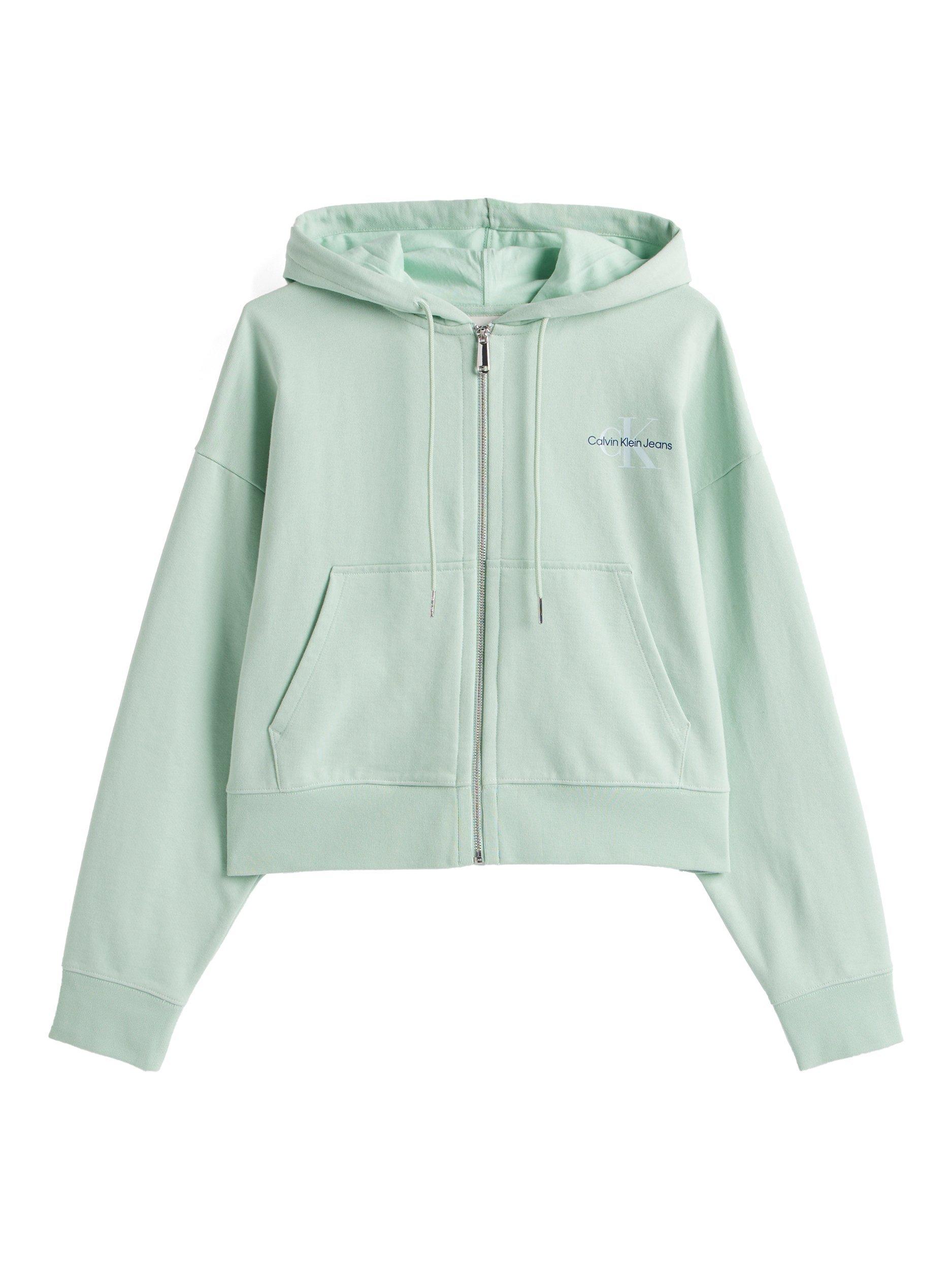 Product image 5 of 5, which shows Calvin Klein Jeans Monologo Zip-Through Hoodie, Cameo Green, M