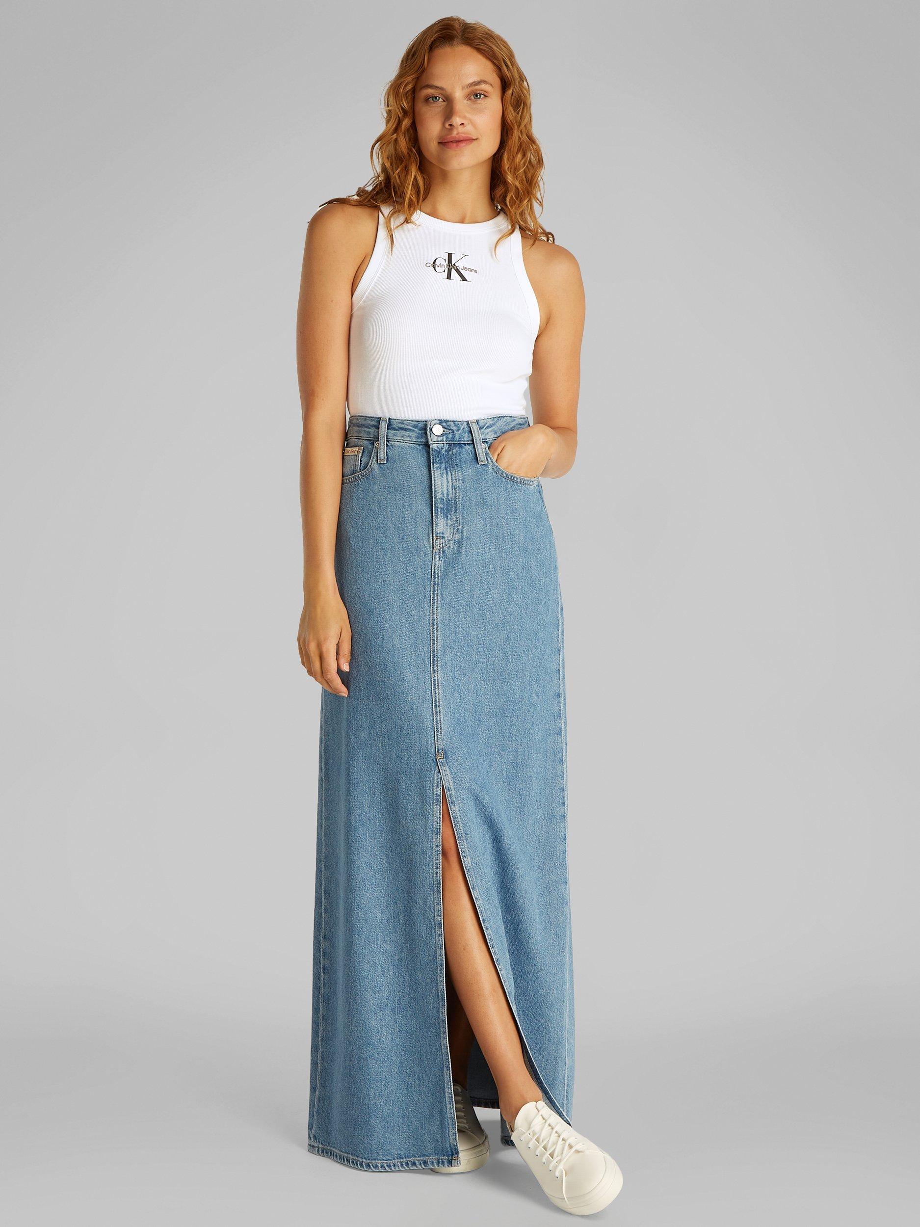 Product image 2 of 6, which shows Calvin Klein Monogram Logo Rib Tank Top, White, XS