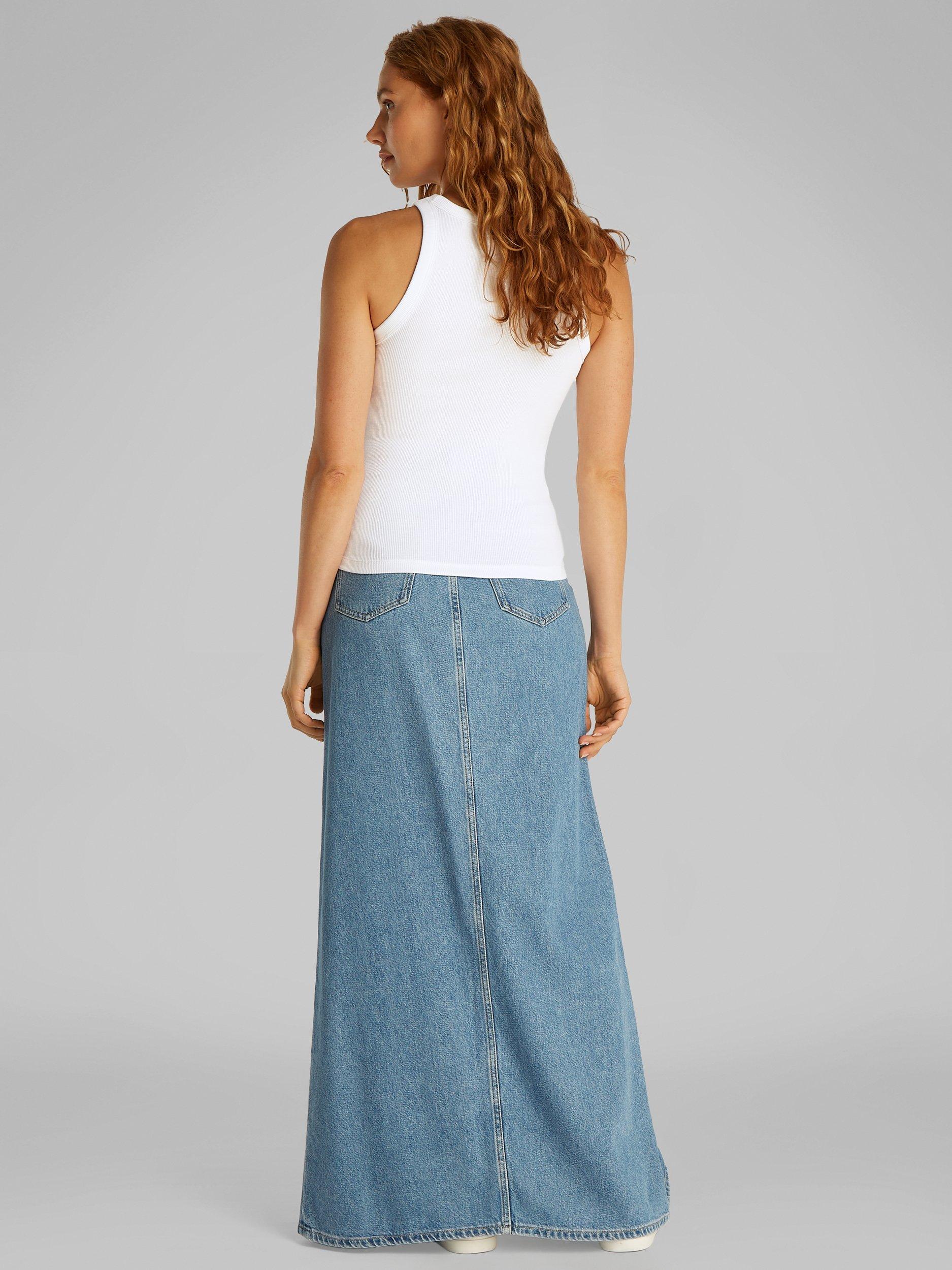 Product image 3 of 6, which shows Calvin Klein Monogram Logo Rib Tank Top, White, XS