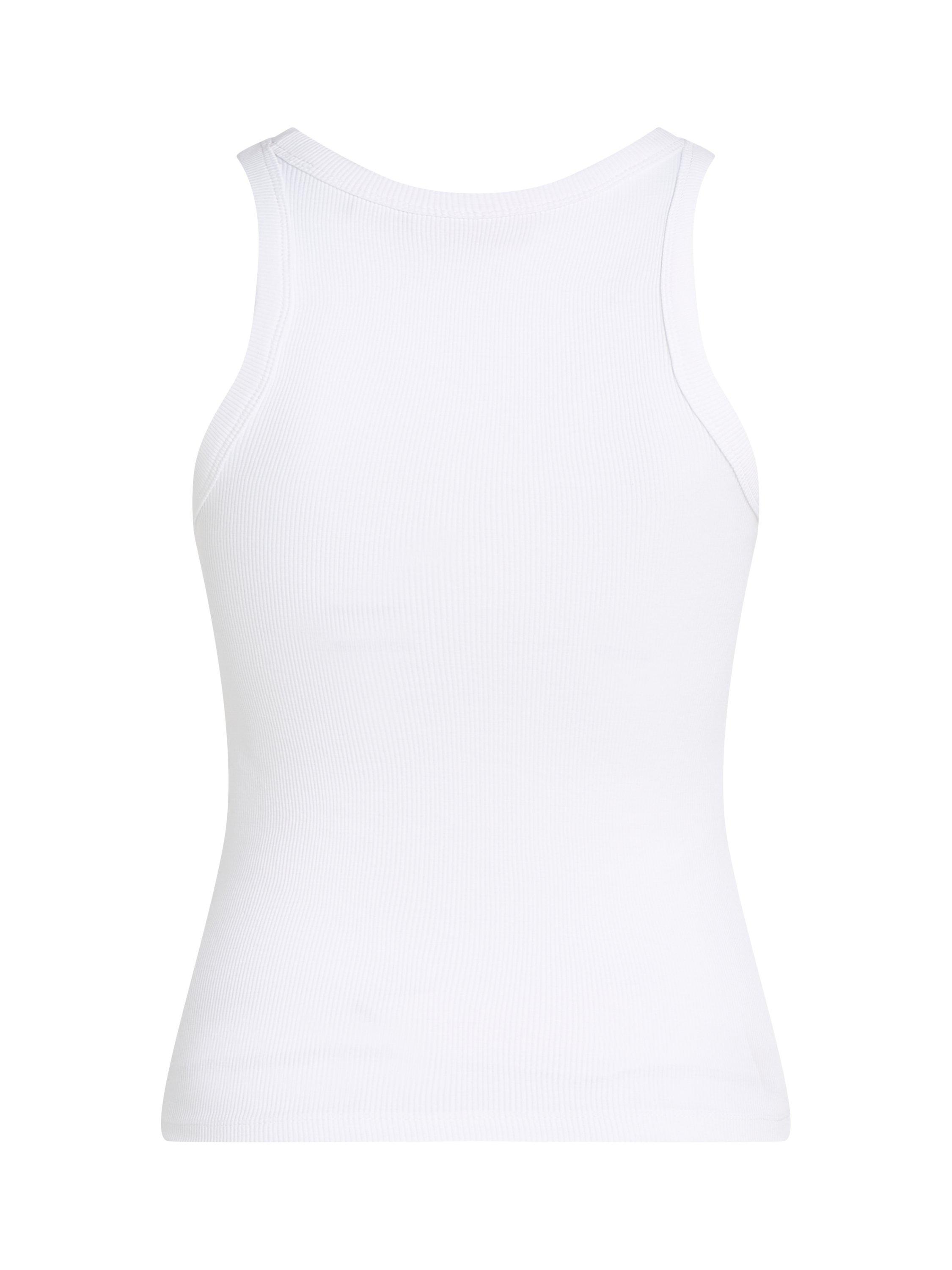 Product image 6 of 6, which shows Calvin Klein Monogram Logo Rib Tank Top, White, XS