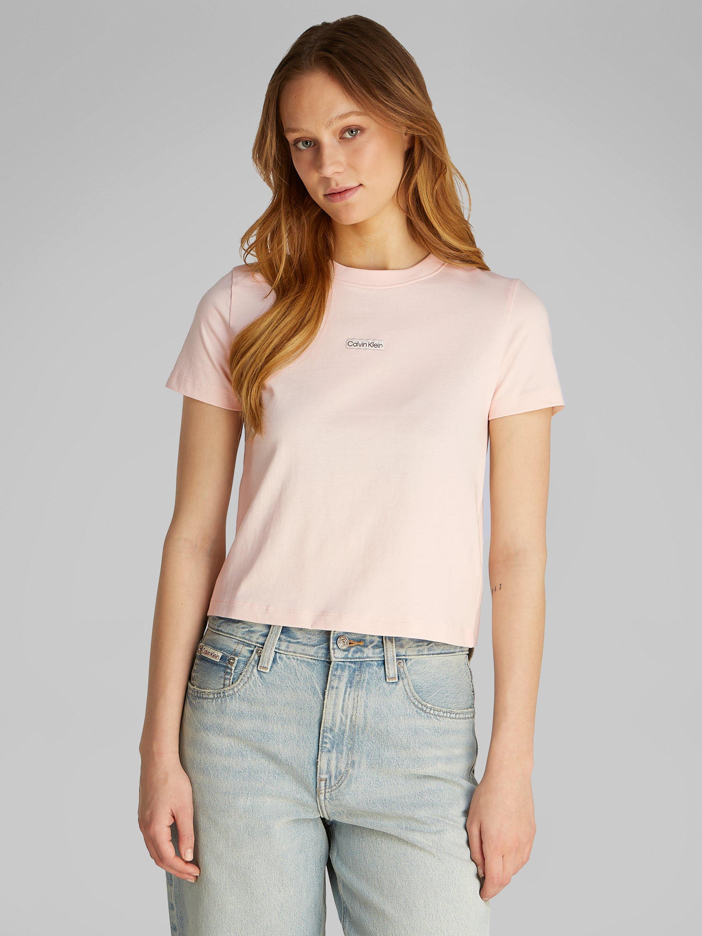 Product image 1 of 6, which shows Calvin Klein Logo Baby T-Shirt, Silver Peony, XS