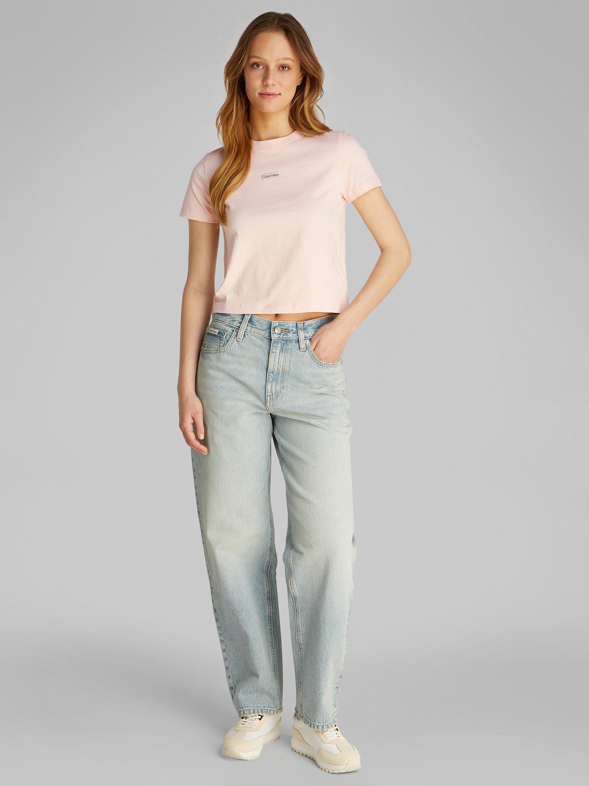Product image 2 of 6, which shows Calvin Klein Logo Baby T-Shirt, Silver Peony, XS