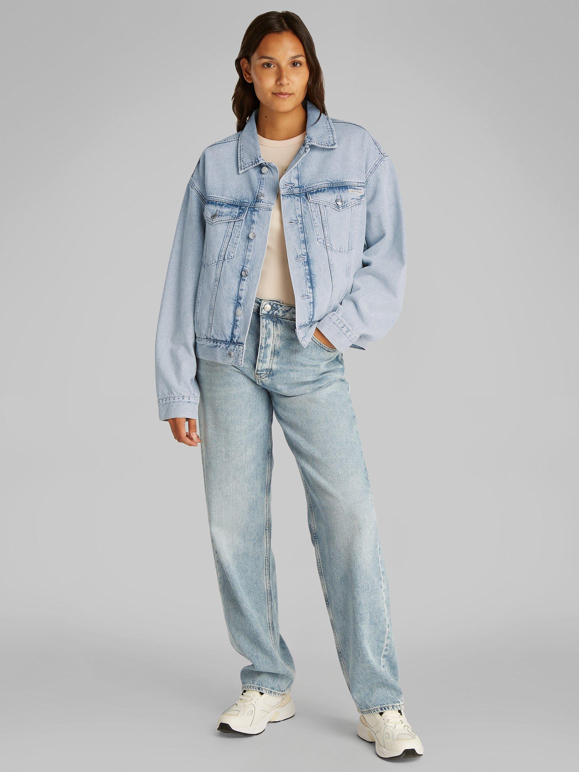 Product image 2 of 7, which shows Calvin Klein Boxy Denim Jacket, Denim Light, XS
