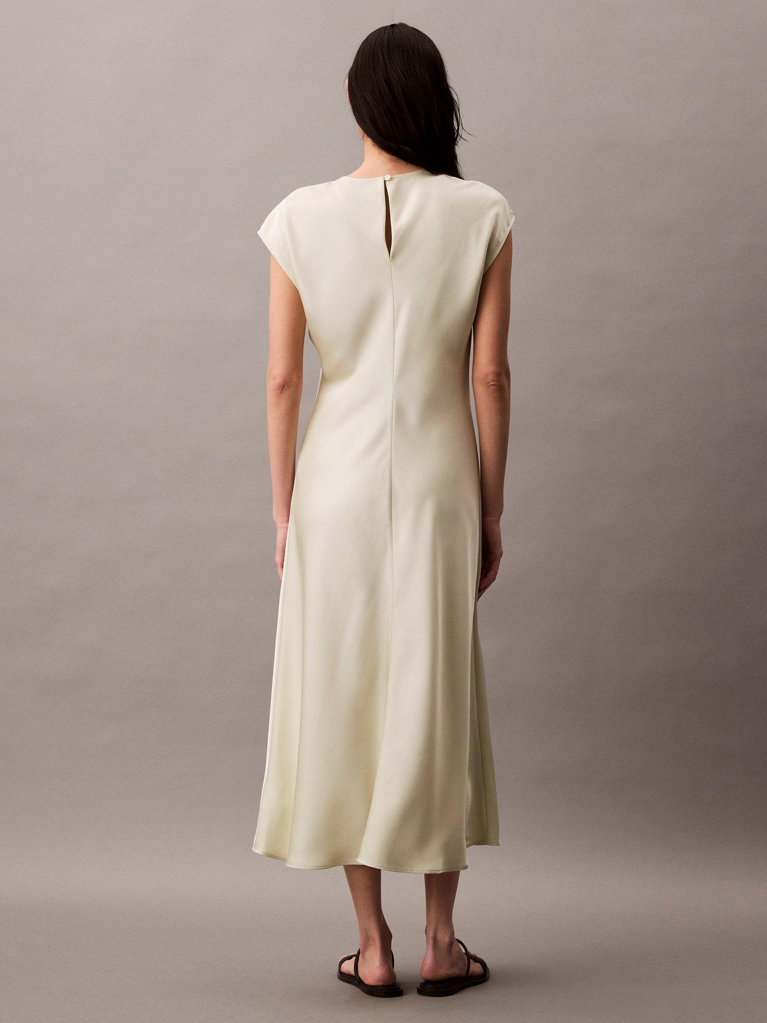 Product image 2 of 7, which shows Calvin Klein Matte Shine Satin Sheath Dress, Aloe Wash, 8