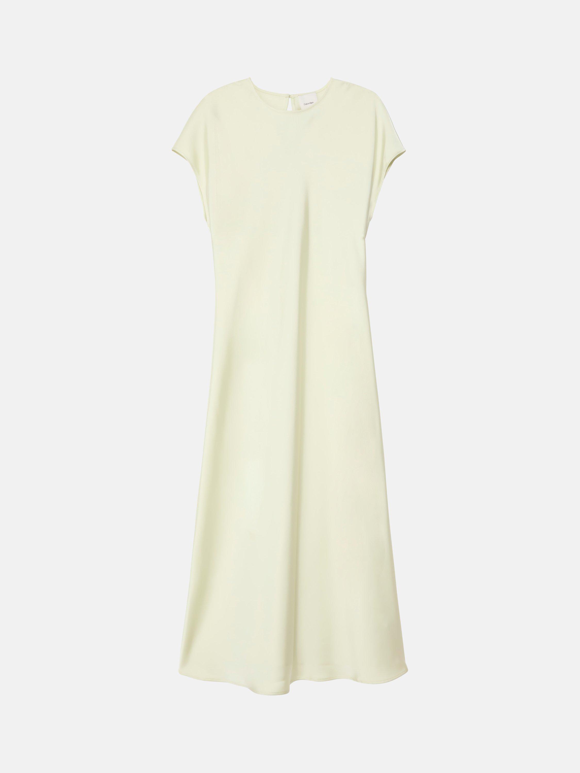 Product image 4 of 7, which shows Calvin Klein Matte Shine Satin Sheath Dress, Aloe Wash, 8