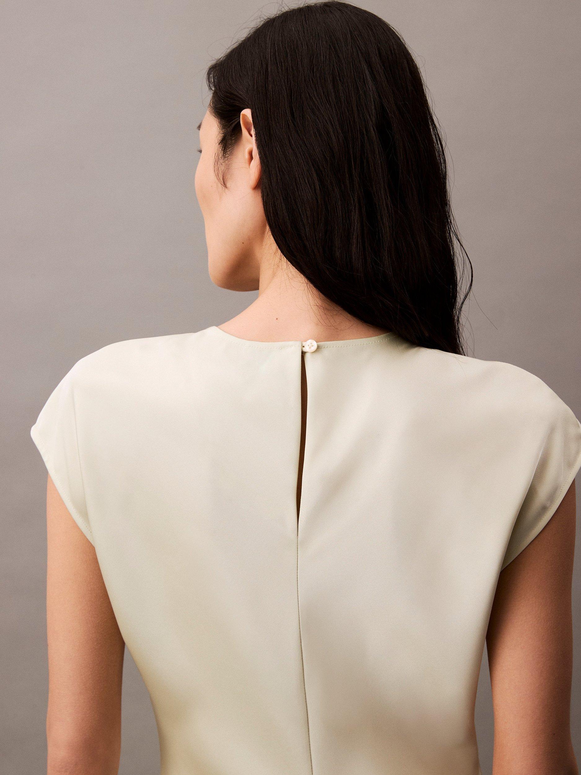 Product image 7 of 7, which shows Calvin Klein Matte Shine Satin Sheath Dress, Aloe Wash, 8