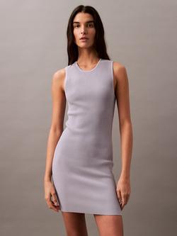 Calvin Klein Sculpt Ribbed Mini Dress, Lilac Gray, Lilac Gray