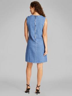Calvin Klein Denim Sleeveless Mini Dress, Light Blue - view 2, Light Blue