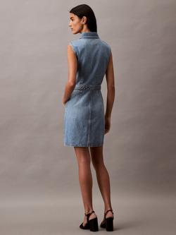 Calvin Klein Sleeveless Denim Trucker Dress, Sage Stone - view 2, Sage Stone