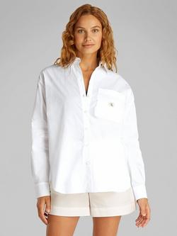 Calvin Klein Relaxed Cotton Long Sleeve Shirt, Bright White, Bright White