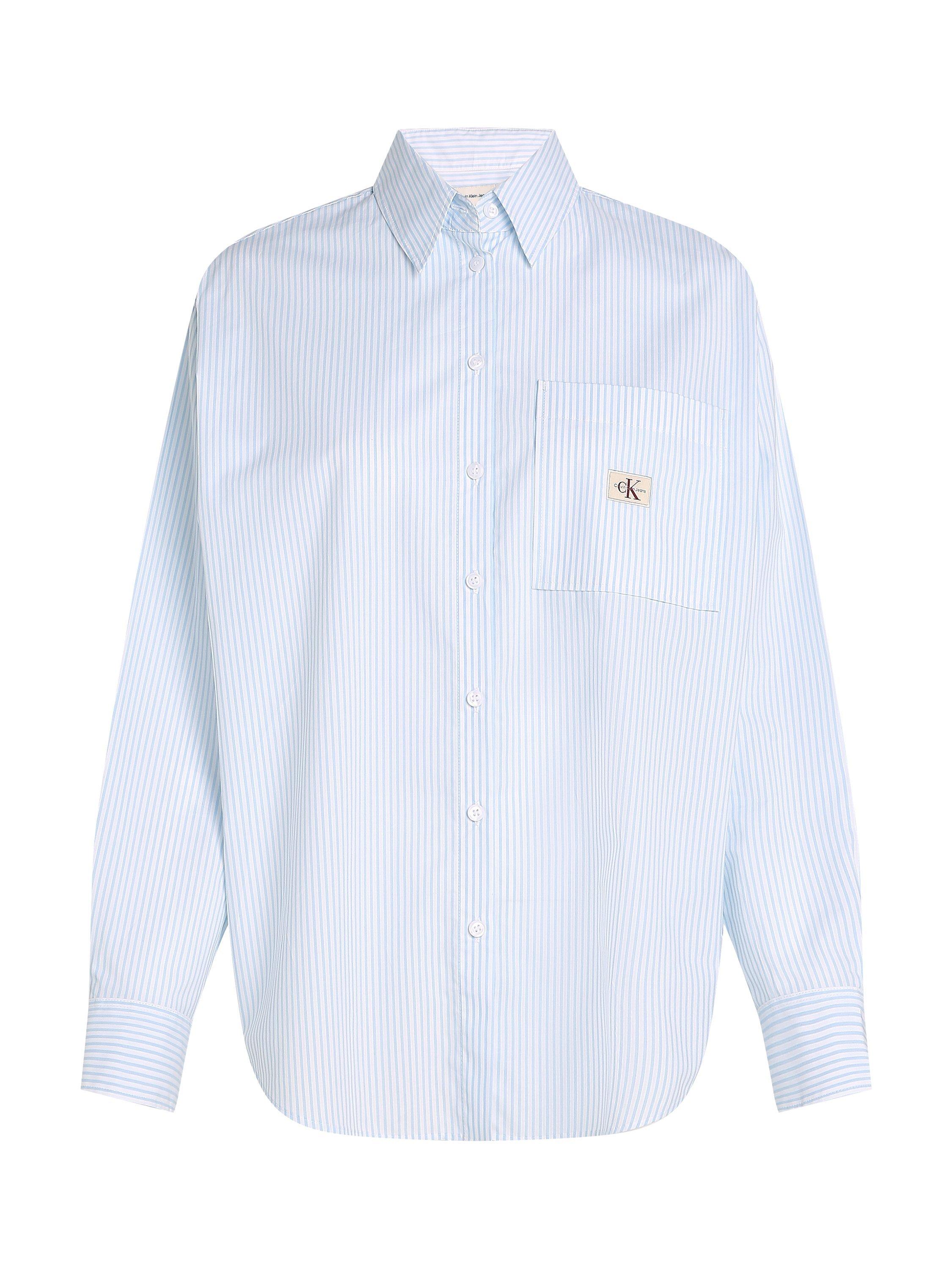 Product image 5 of 6, which shows Calvin Klein Relaxed Cotton Long Sleeve Shirt, Blue/Multi, M