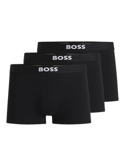 BOSS Stretch Cotton Logo Waistband Trunks, Pack of 3, Black, Black