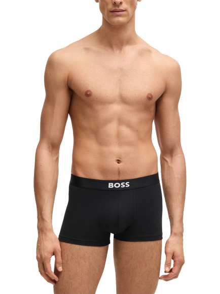 BOSS Stretch Cotton Logo Waistband Trunks, Pack of 3, Black - view 2, Black