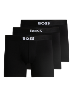 BOSS Stretch Cotton Logo Waistband Boxer Briefs, Pack of 3, Black, Black