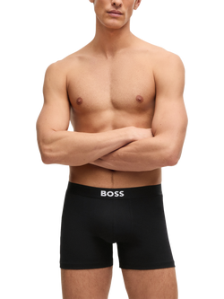BOSS Stretch Cotton Logo Waistband Boxer Briefs, Pack of 3, Black - view 2, Black