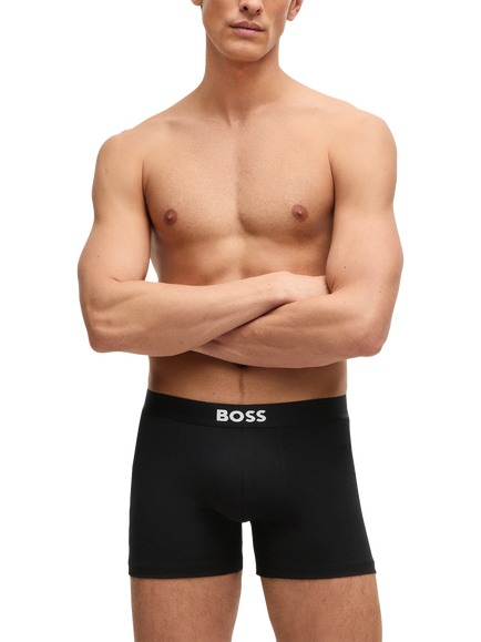 BOSS Stretch Cotton Logo Waistband Boxer Briefs, Pack of 3, Black - view 2, Black