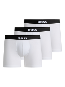 BOSS Stretch Cotton Logo Waistband Boxer Briefs, Pack of 3, White, White