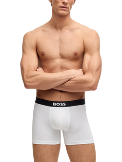 BOSS Stretch Cotton Logo Waistband Boxer Briefs, Pack of 3, White - view 2, White