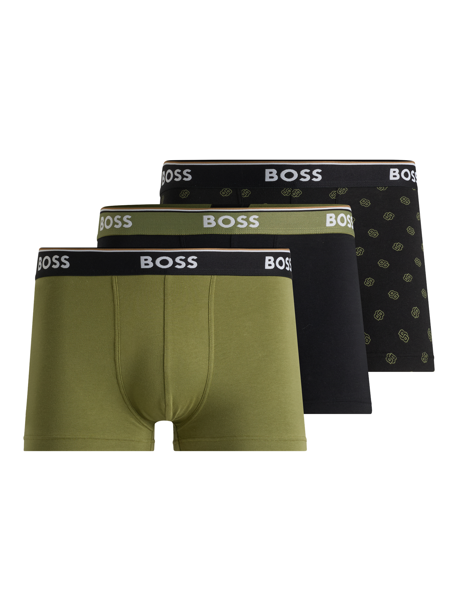 Product image 1 of 7, which shows BOSS Cotton Blend Trunks, Pack of 3, Multi, M