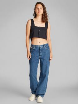 Calvin Klein Soft Button Crop Top, Black - view 2, Black
