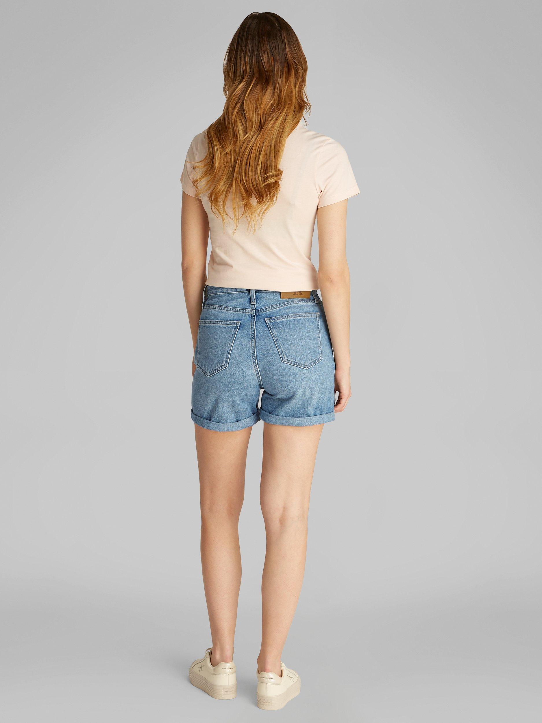 Product image 3 of 6, which shows Calvin Klein Mom Denim Shorts, Denim Light, 25