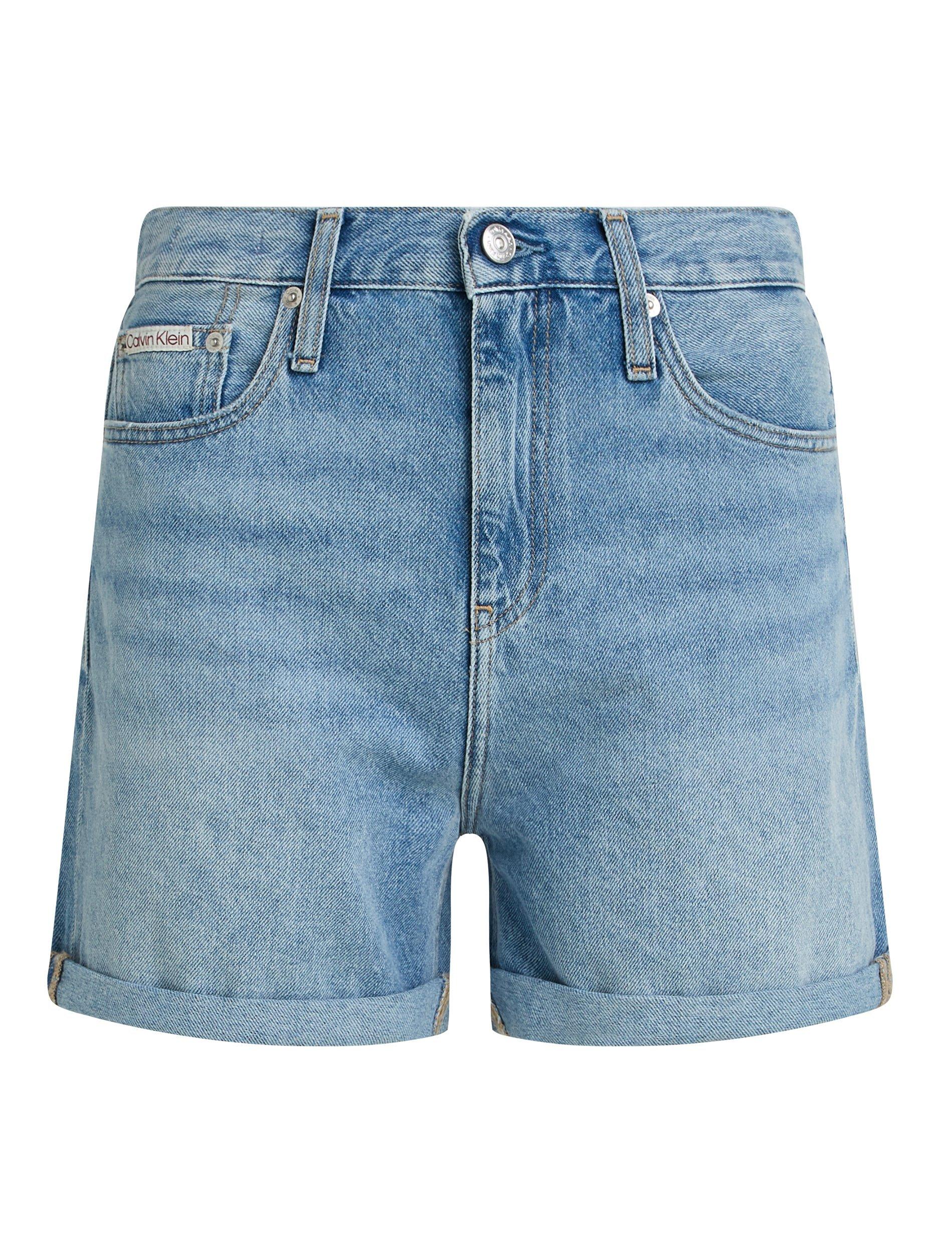 Product image 5 of 6, which shows Calvin Klein Mom Denim Shorts, Denim Light, 25