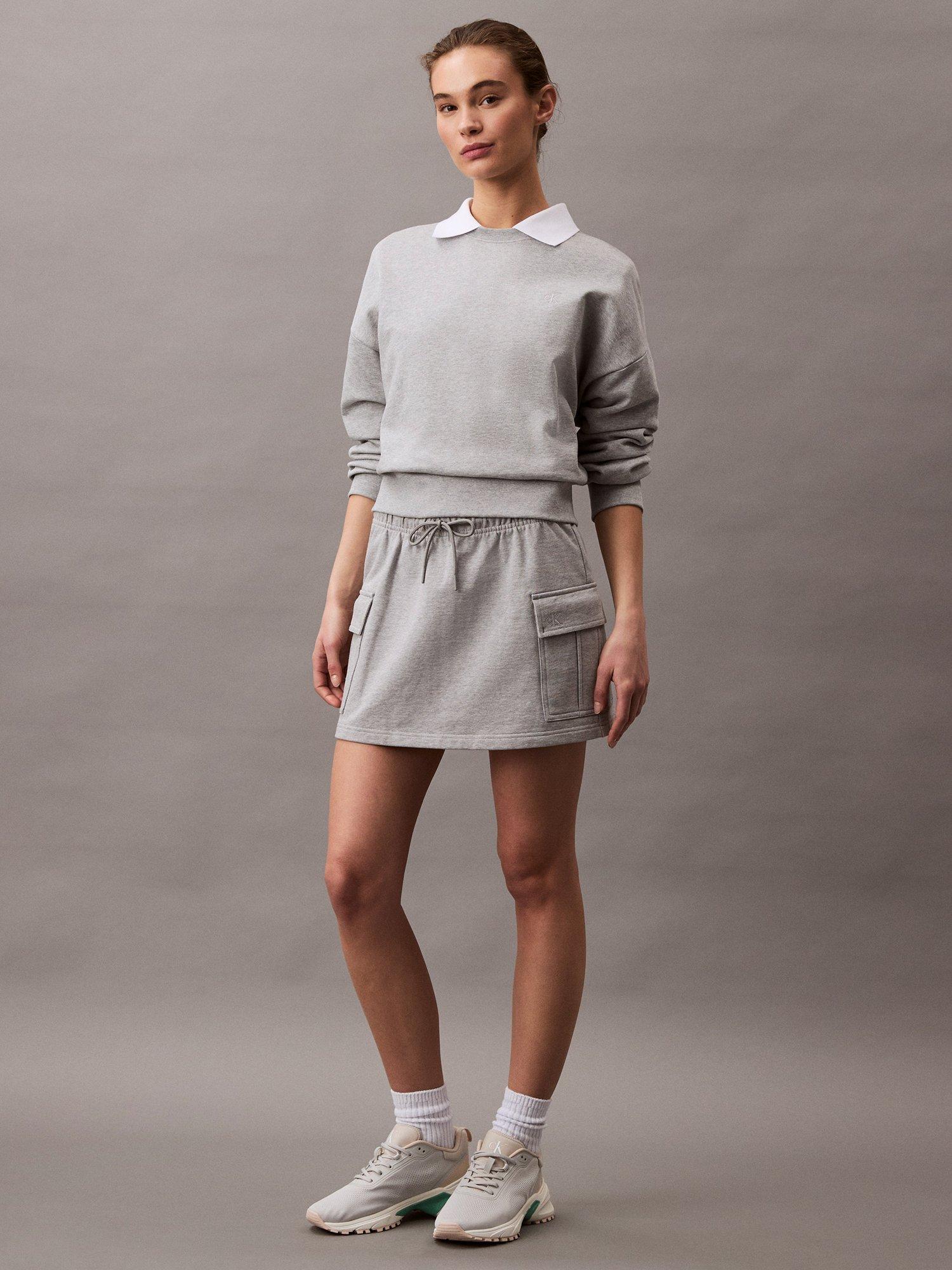 Product image 1 of 7, which shows Calvin Klein Jeans Cotton Blend Cargo Skirt, Heroic Grey Heather, XXS
