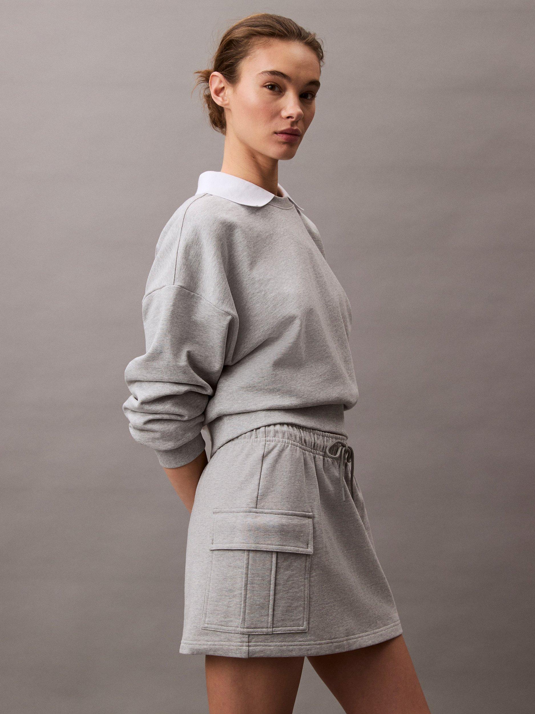 Product image 3 of 7, which shows Calvin Klein Jeans Cotton Blend Cargo Skirt, Heroic Grey Heather, XXS
