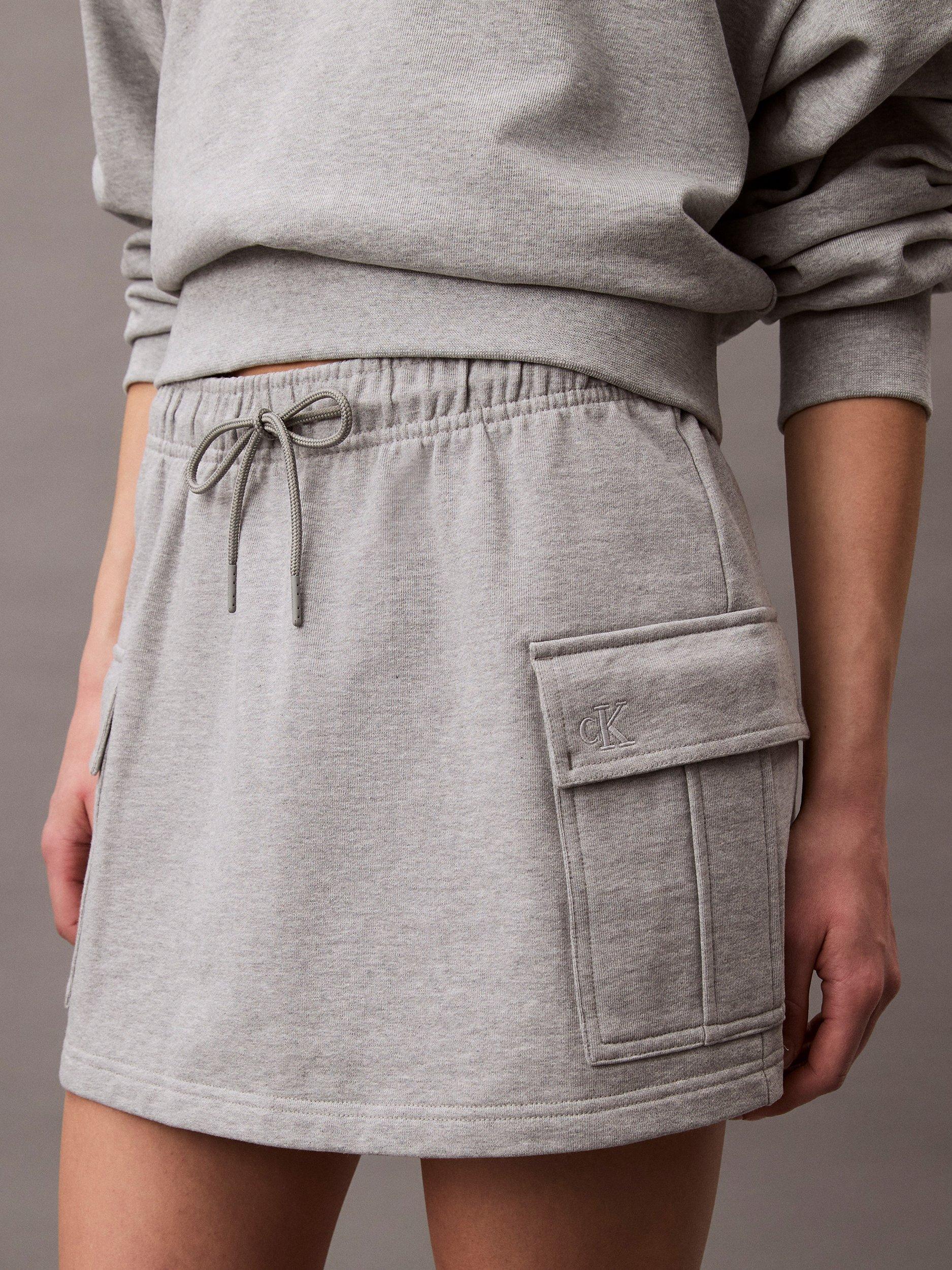 Product image 4 of 7, which shows Calvin Klein Jeans Cotton Blend Cargo Skirt, Heroic Grey Heather, XXS