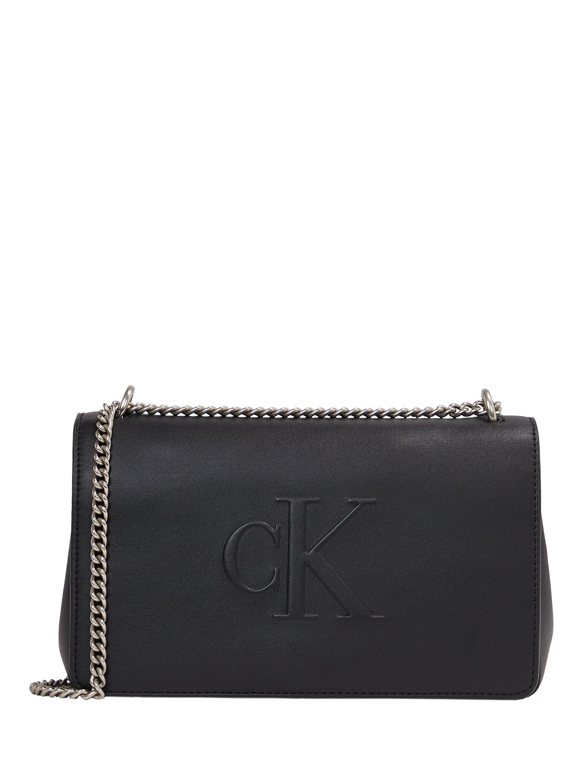 Product image 1 of 5, which shows Calvin Klein Logo Flap Crossbody Bag, Black