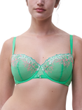 Chantelle Spice Animal and Floral Embroidered Half Cup Bra, Aqua