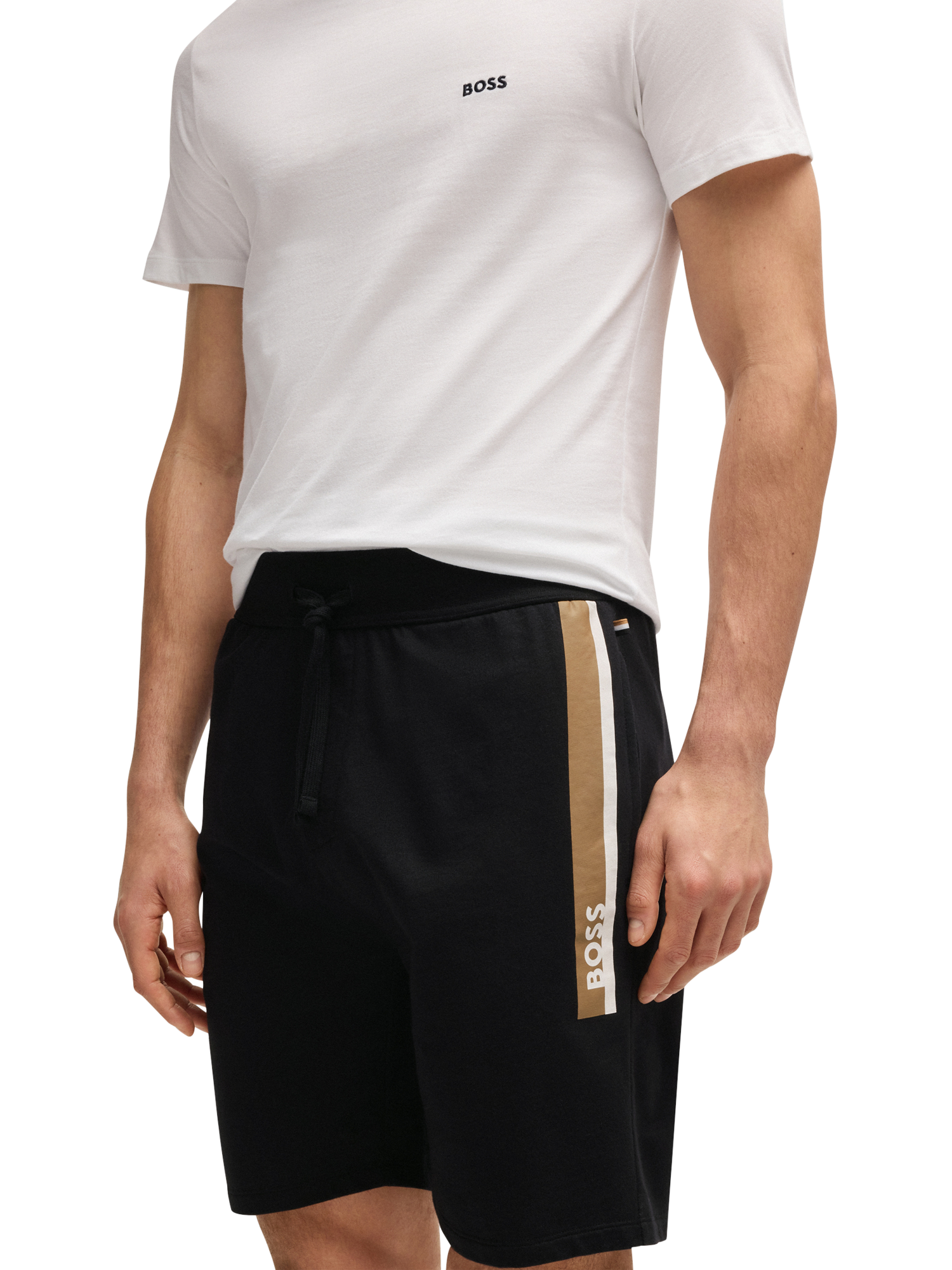 Product image 5 of 5, which shows HUGO BOSS BOSS Contrast Trim Logo Cotton Shorts, Black, L