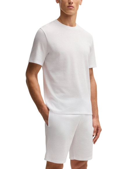 BOSS Waffle Structured Pyjama T-Shirt, White, White