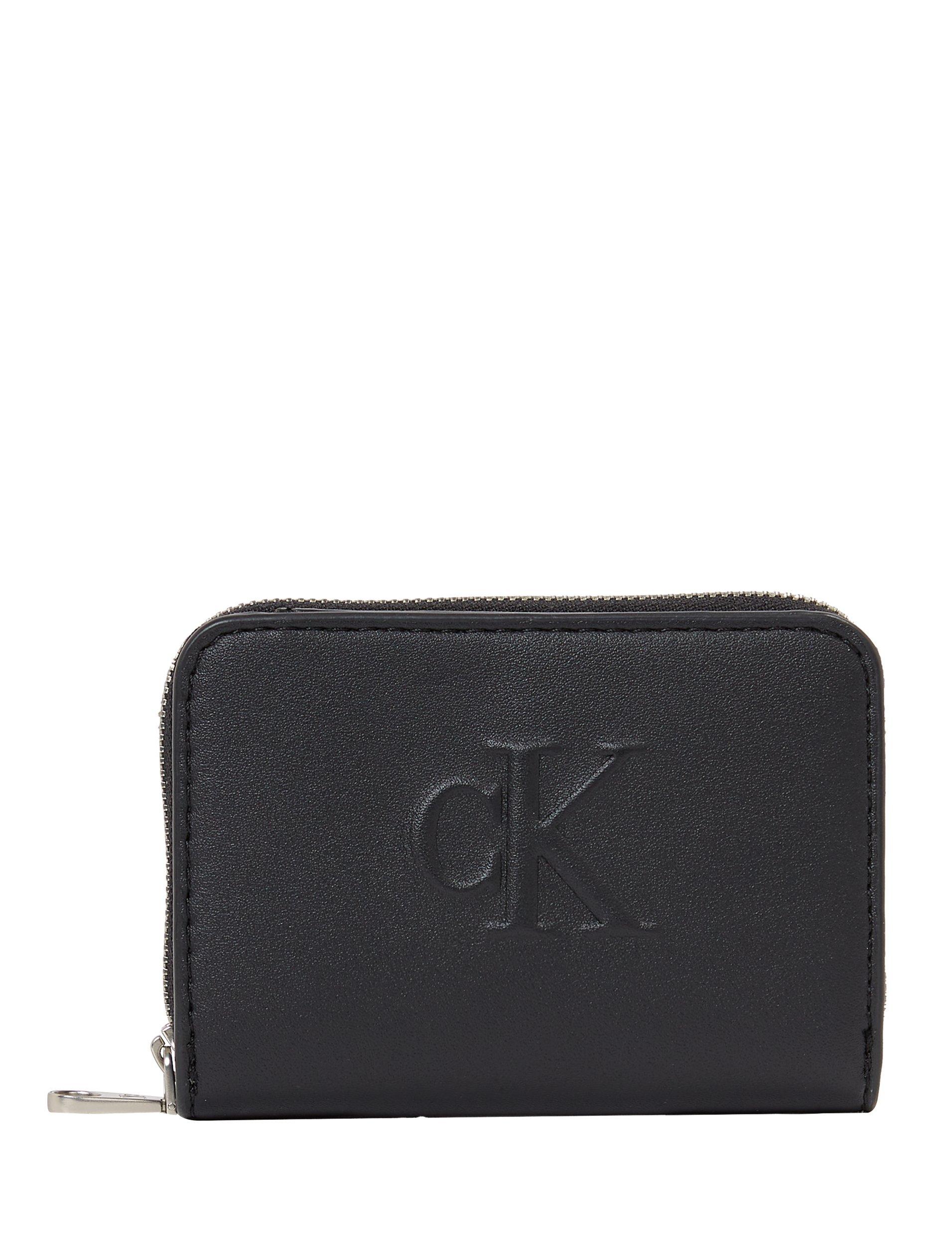 Product image 1 of 4, which shows Calvin Klein Embossed Logo Zip Around Purse, Black
