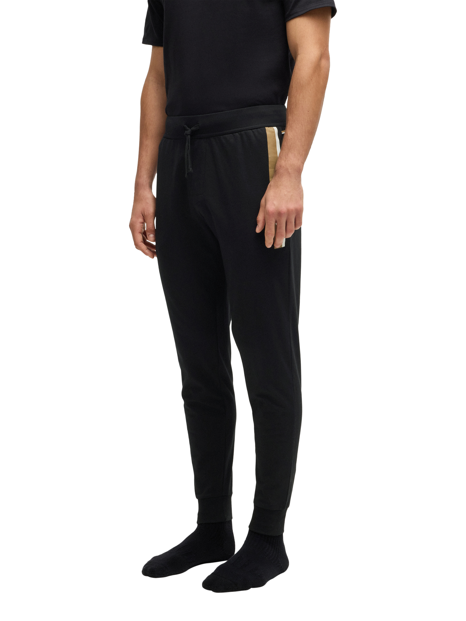 Product image 1 of 5, which shows BOSS Cotton Logo Lounge Joggers, Black/Multi, L