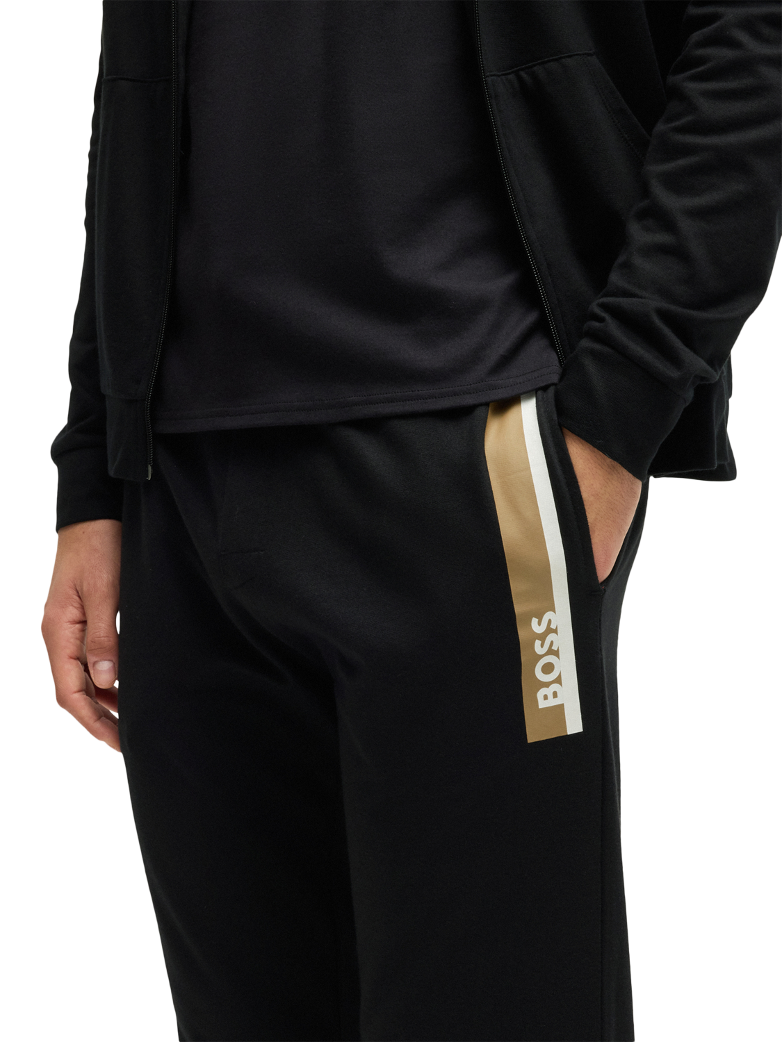 Product image 5 of 5, which shows BOSS Cotton Logo Lounge Joggers, Black/Multi, L
