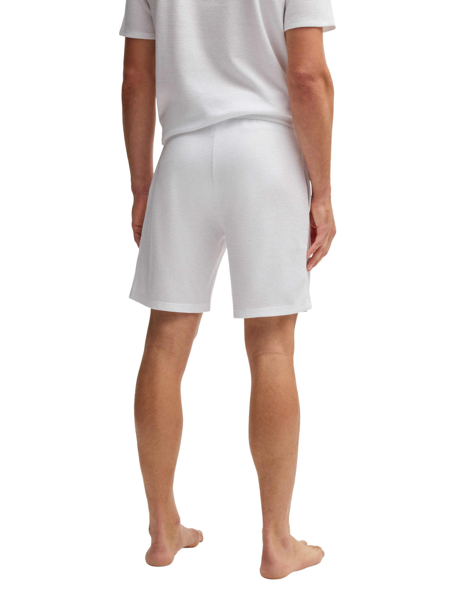 Product image 2 of 6, which shows BOSS Waffle Structured Pyjama Shorts, White, M