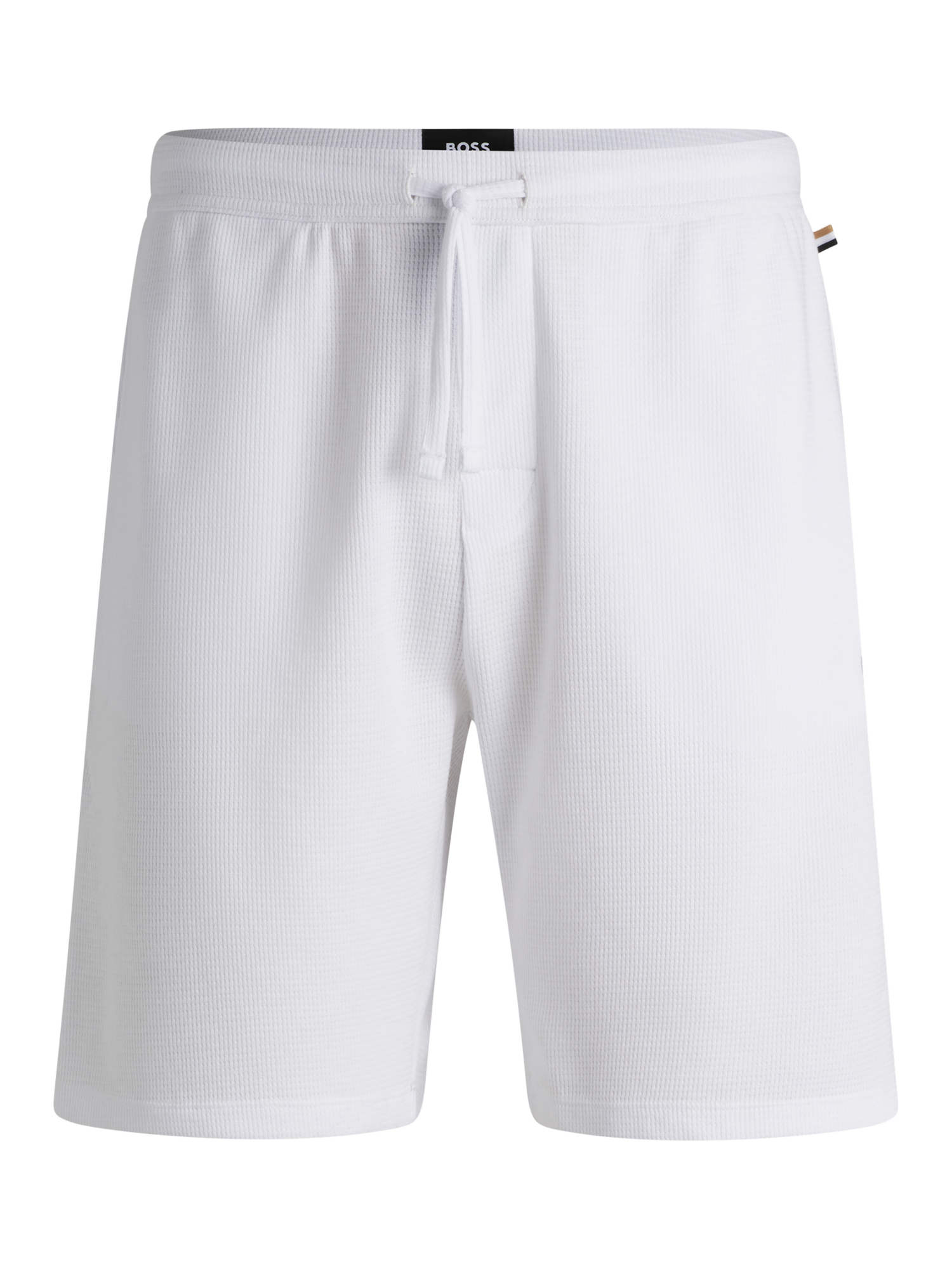 Product image 4 of 6, which shows BOSS Waffle Structured Pyjama Shorts, White, M