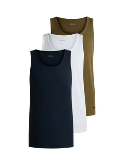 BOSS Cotton Vests, Pack of 3, Multi, Multi
