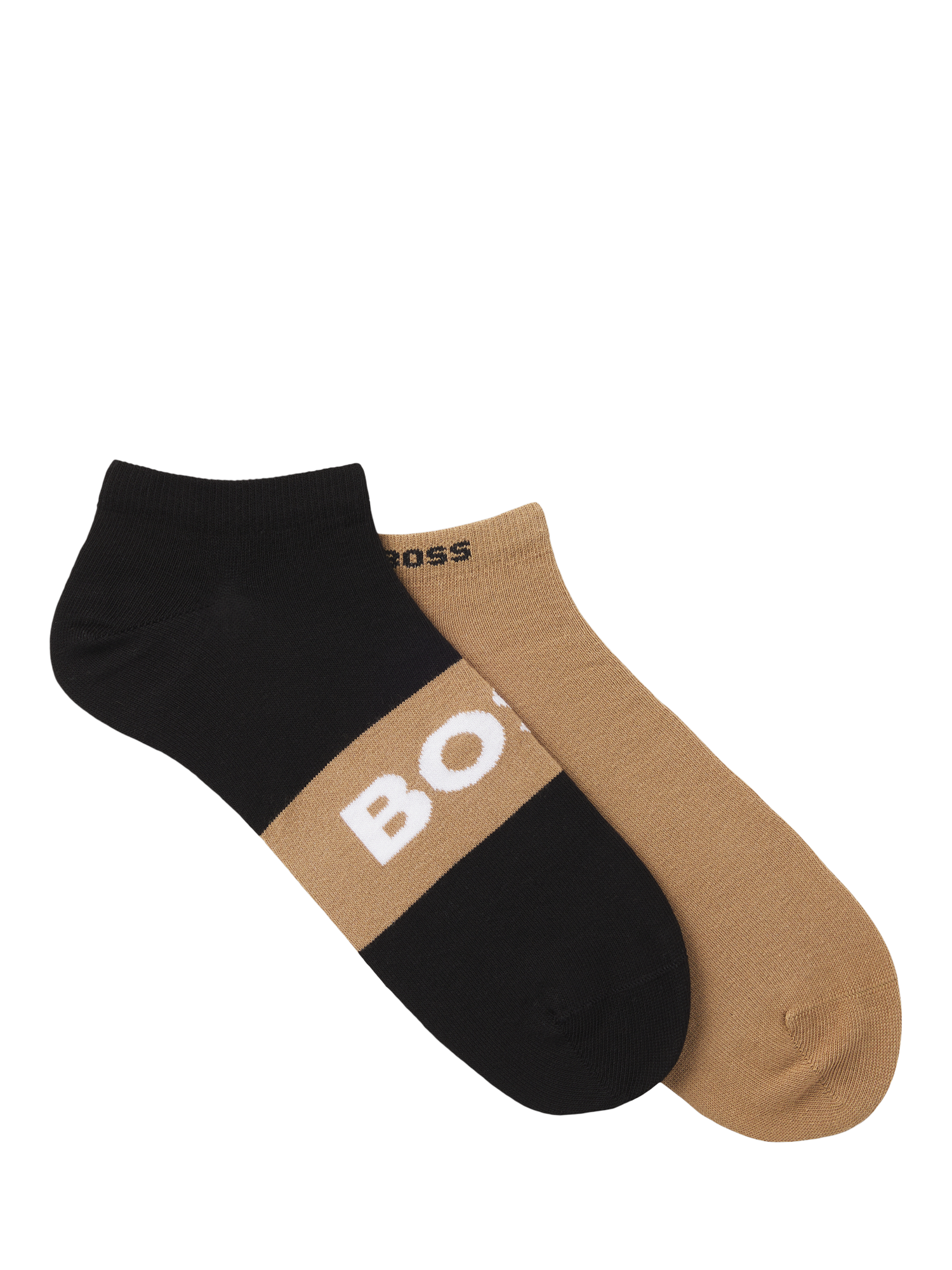 Product image 1 of 3, which shows BOSS Logo Trainer Socks, Pack of 2, Medium Beige, S-M