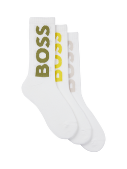 BOSS Large Logo Cotton Mix Socks, Pack of 3, Multi, Multi