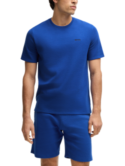 BOSS Embroidered Logo Cotton Mix T-Shirt, Bright Blue, Bright Blue