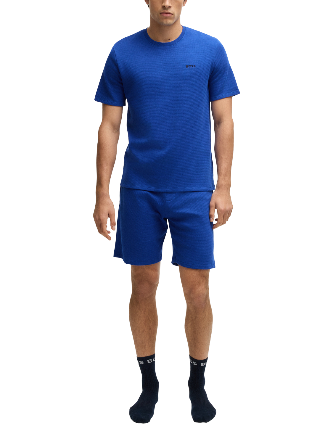 Product image 3 of 5, which shows BOSS Embroidered Logo Cotton Mix T-Shirt, Bright Blue, M