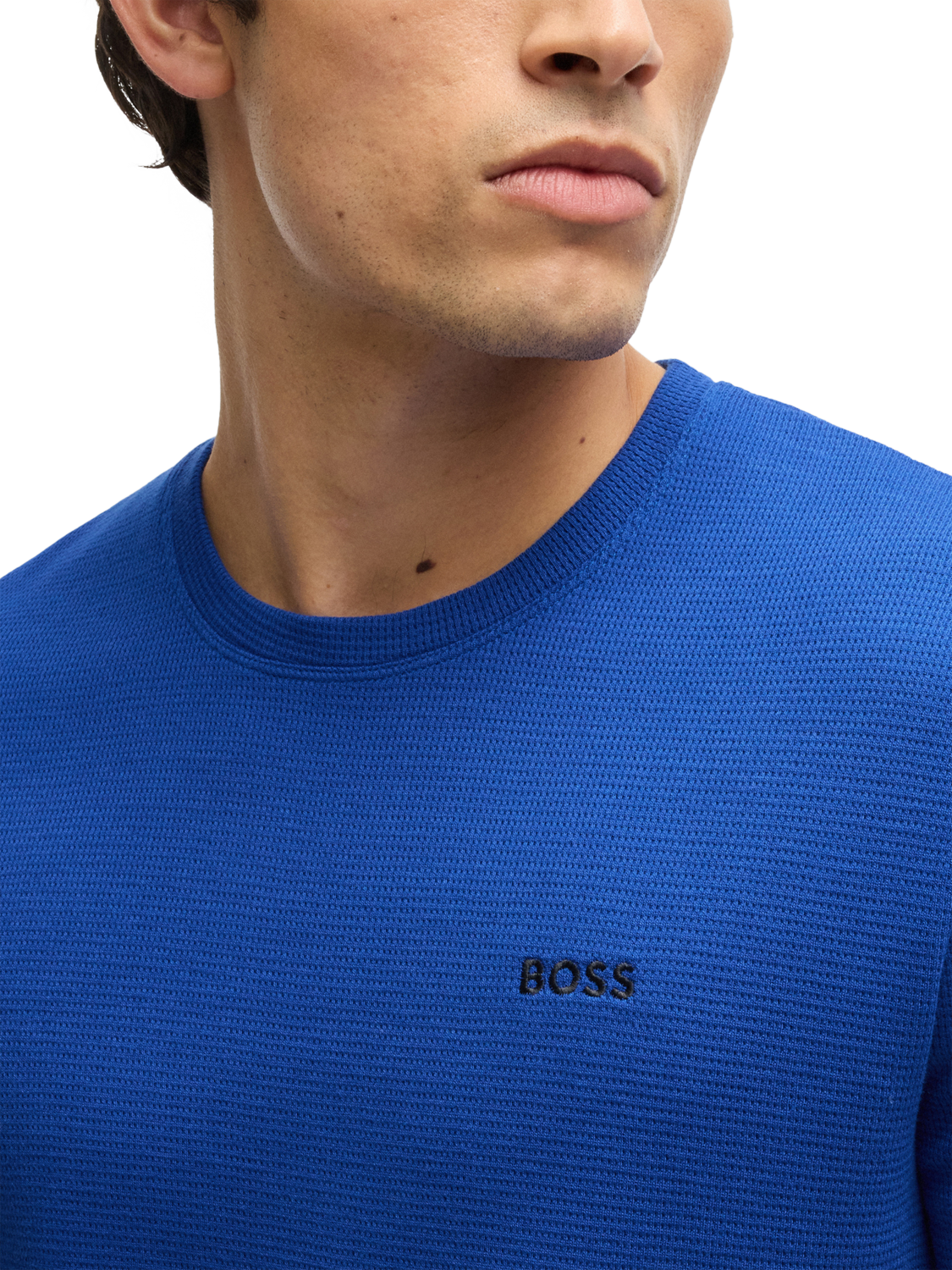 Product image 5 of 5, which shows BOSS Embroidered Logo Cotton Mix T-Shirt, Bright Blue, M