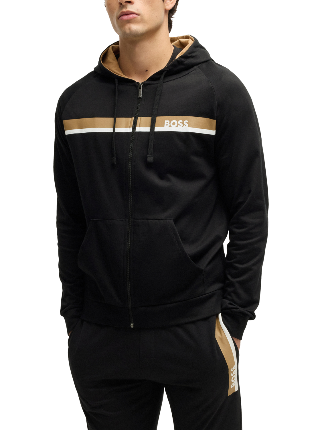 Product image 1 of 5, which shows BOSS Cotton Logo Hoodie, Black/Multi, L