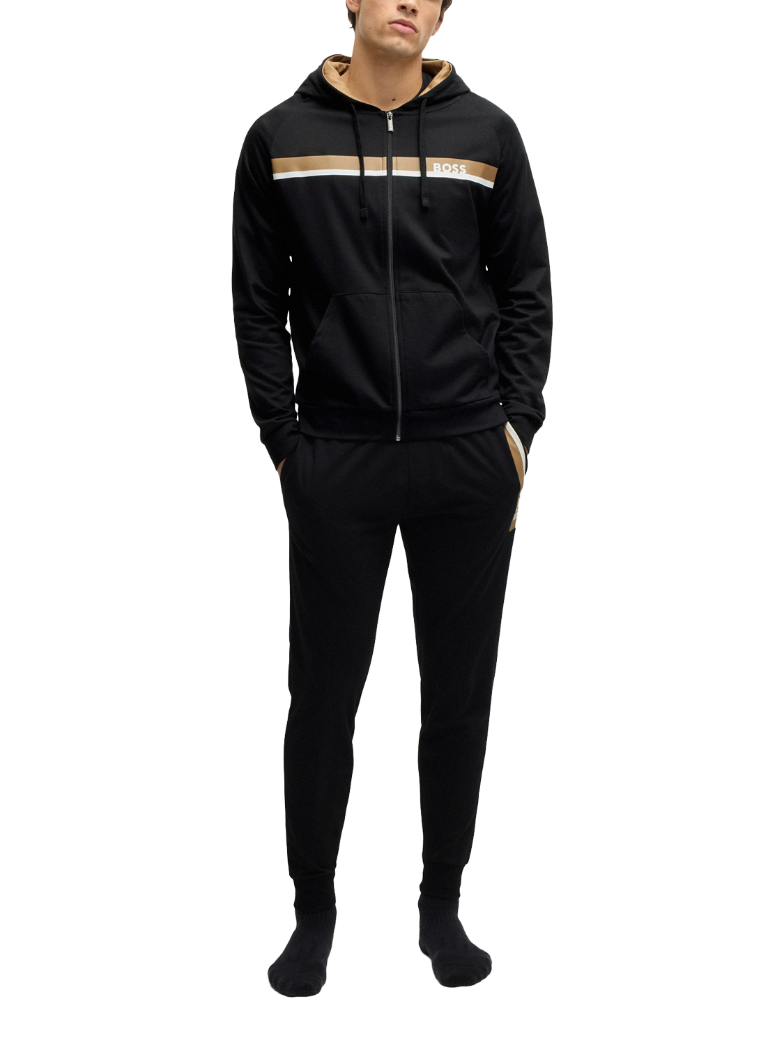 Product image 3 of 5, which shows BOSS Cotton Logo Hoodie, Black/Multi, L
