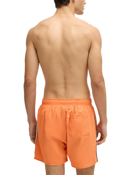 BOSS Signature Stripe Swim Shorts, Orange/Multi - view 2, Orange/Multi