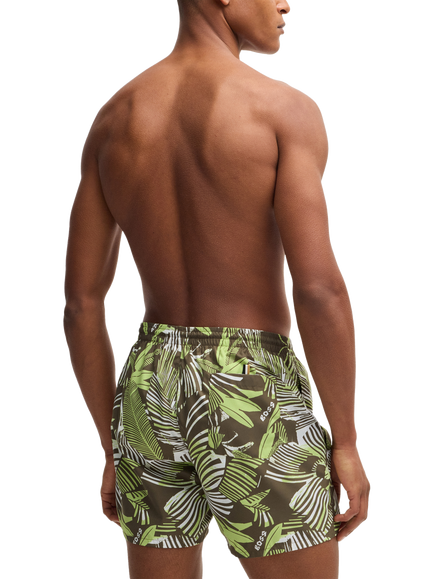 BOSS Floral Print Swim Shorts, Medium Green - view 2, Medium Green