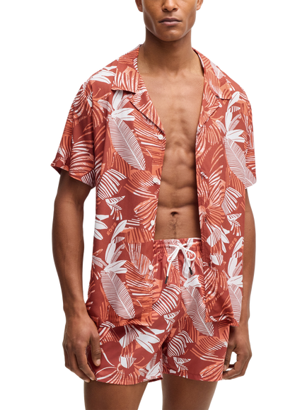 BOSS Seasonal Print Swim Shorts, Orange/Multi, Orange/Multi